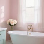 gentle pastel bathroom decor